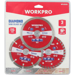 ΔΙΣΚΟΙ ΔΙΑΜΑΝΤΙ 115X22.2 ΣΕΤ 3 τμχ WP405093 WORKPRO