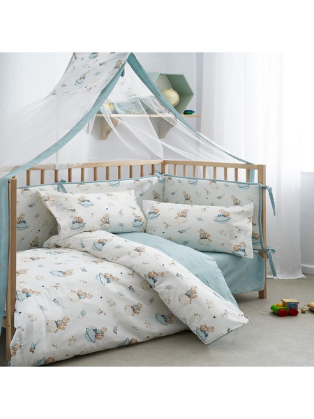 Κουβερλί Βρεφικό Petit White-Ciel Vesta Home 120x160cm Βαμβάκι-Πολυέστερ