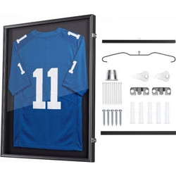 Θήκη οθόνης VEVOR Jersey, 90 x 70 x 4 cm, Ξύλινο Sport Jersey Shadow Box με 98% προστασία από υπεριώδη ακτινοβολία για υπολογιστή και κρεμάστρα, για μπάσκετ μπάσκετ ποδοσφαίρου χόκεϊ πουκάμισο Sport κ
