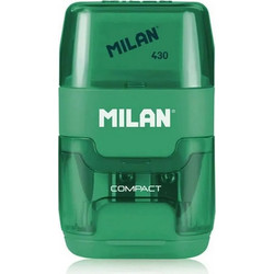 MILAN ξύστρα μολυβιών με κάδο & γόμα 1204703116, πράσινη