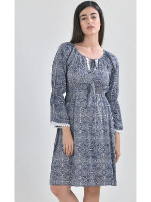 Inart Ble Midi Καλοκαιρινό Καθημερινό Φόρεμα Navy Μπλε 5-41-444-0029