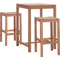 ΣΕΤ ΤΡΑΠΕΖΙ ΜΕ 2 ΣΚΑΜΠΟ ΜΠΑΡ PRESSCOT HM10918 ΞΥΛΟ TEAK ΣΕ ΦΥΣΙΚΟ ΧΡΩΜΑ