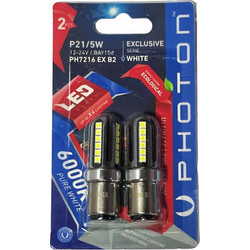 Photon Λάμπες Led Αυτοκινήτου Canbus P21/5w Pure White 12-24V 6000K σετ 2τμχ