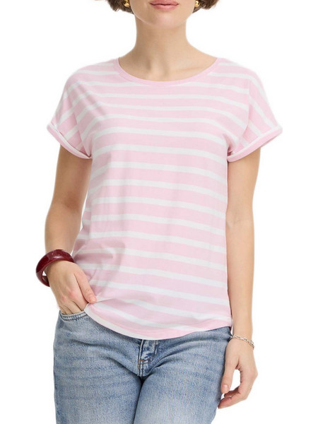 B.YOUNG Ροζ ριγέ T-shirt Pamila oneck 20809561 900006983