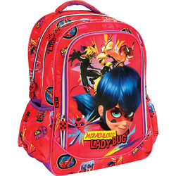 Gim Ladybug Girl Power Σχολική Τσάντα Πλάτης Δημοτικού Κόκκινη 346-05031