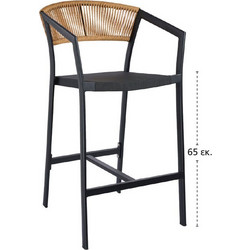 Beluga Σκαμπώ Bar Αλουμινίου Wicker 57x69x65/101εκ Χρώμα Μαύρο