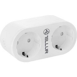 Tellur Smart WiFi AC Dual Plug Διπλή Εξωτερική Πρίζα Ρεύματος WiFi με Ένδειξη ενεργειακής κατανάλωσης σε λευκό χρώμα