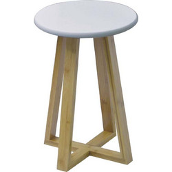 Σκαμπώ με Πόδια Bamboo Καφέ/Λευκό 31x31x42.5cm MRShome DS-2676000