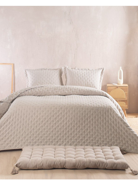 Κουβερλί Υπέρδιπλο Σετ Tener Beige Microsatin Rythmos (220x240) 3Τεμ
