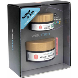 WISE MEN SET Father & Son Hairstyling Box Velvet Pomade Strong Hold Ανδρική Πομάδα για Δυνατό Κράτημα, 100ml & ΔΩΡΟ Kids Velvet Pomade Παιδική Πομάδα, 30ml