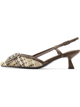 LEATHER RAFFIA SLINGBACK PUMPS WOMEN LODI