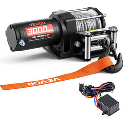 VEVOR Ηλεκτρικό βαρούλκο ATV/UTV 1360 kg 12V DC με ατσάλινο συρματόσχοινο 5 mm x 12 m, ενσύρματο χειριστήριο, αδιάβροχο IP55, αλουμινένιο fairlead και πλάκα βάσης, μαύρο ZLQDXGSSJP30CRZ05001V9