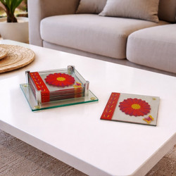 Σουβερ Γυάλινο Τετράγωνο 9x9cm Glacia Glass σε βάση γιάλινη 6 τεμαχίων Galifas 974292 - Galifas