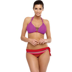 Marko Bikini Set Τριγωνάκι Ψηλόμεσο Κόκκινο Μωβ M-550