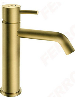 Μπαταρία Νιπτήρα Ψηλή Ferro Ciriculus Gold Brushed PVD με Βαλβίδα Clic-Clac (BCK2LBG)