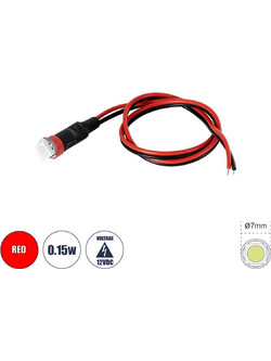 GloboStar SMD-LED 81485 Υψηλής Ισχύος SMD LED 0.12W 15lm DC 12V - Φ0.7 x Υ2.3cm - Κόκκινο - Dimmable