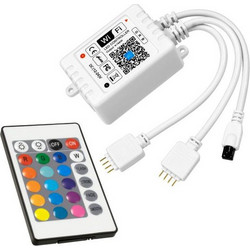 GloboStar 73411 Ασύρματος Smart Home Wi-Fi LED RGB Controller με 2 Εξόδους RGB και Χειριστήριο IR DC 12V Max 100W - DC 24V Max 200W