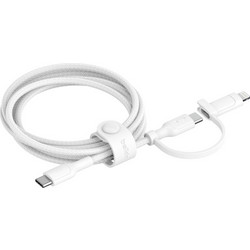 2-IN-1 USB-C & LTG BRAIDED CABLE, PCR, 1.5M,WHT