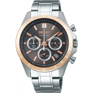 Seiko Ανδρικό Ρολόι Χρονογράφος με Ασημί Μεταλλικό Μπρασελέ SBTR026