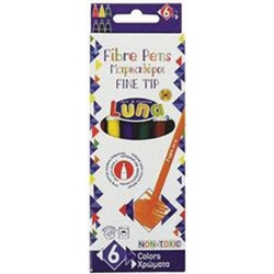 Luna Fibre Pens Μαρκαδόροι Ζωγραφικής Σετ 6 Χρώματα