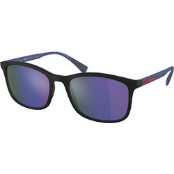 Prada PS01TS 16G05U Αθλητικά Ανδρικά Γυαλιά Ηλίου Τετράγωνα Κοκάλινα Μαύρα με Μπλε Polarized Φακό