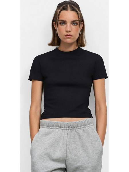 T-Shirt Crop Top SOLS LILIA 04811 ΜΑΥΡΟ ΛΕΥΚΟ - Μαύρο