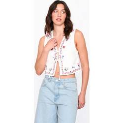24COLOURS Vest Γυναικεία Αμάνικη Μπλούζα Viscose/Linen/Polyester Relaxed Fit - White 12528