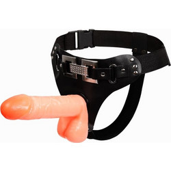 Strap-on Ultra Harness Jessica cu Dildo, TPR, Natural, 17 cm