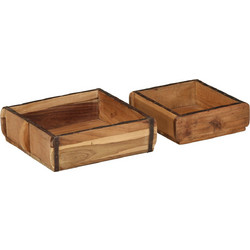 vidaXL Δίσκος 2 τμχ. Καφέ 29 x 31 x 10 εκ Στερεό Ανακτηθέν Ξύλο