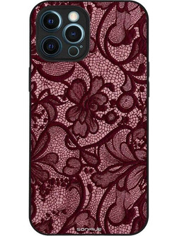 Sonique Diva Series Back Cover Μπορντό Δαντέλα (iPhone 12 Pro Max)