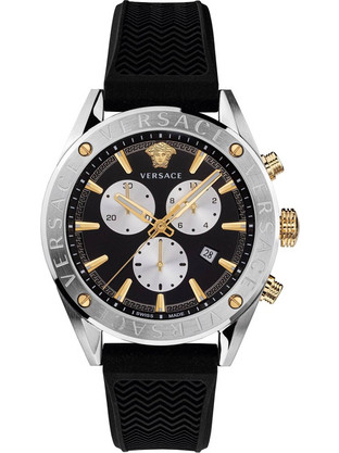 Versace V-Chrono Ανδρικό Ρολόι Χρονογράφος με Καουτσούκ Λουράκι VEHB00119