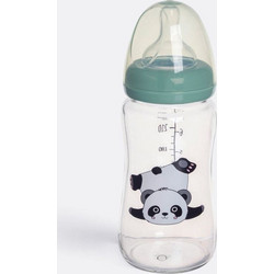 Μπιμπερό Γυάλινο με Θηλή Σιλικόνης Μέντα Panda Honey Baby 260ml