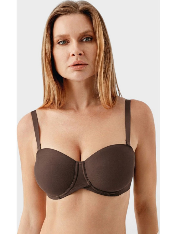 New Bra Lingerie Basic Strapless Σουτιέν Χωρίς Ενίσχυση Καφέ NB7057