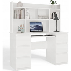 Topeshop Kuba Σετ Γραφείο με Βιβλιοθήκη White M-MP-B-KUB-KUBA+NDST-BIA