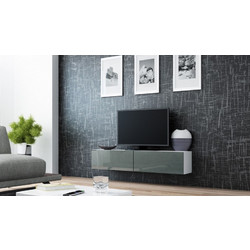 Cama Meble Έπιπλο Τηλεόρασης White/Grey Gloss Μ140xΠ40xΥ30cm Vigo 140