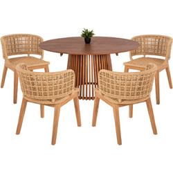 ΣΕΤ ΤΡΑΠΕΖΑΡΙΑΣ 5ΤΜΧ FARLEY HM21076.02 ΣΤΡΟΓΓΥΛΟ ΤΡΑΠΕΖΙ Φ150εκ. & 4 ΚΑΡΕΚΛΕΣ