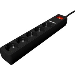 Gembird SPG5-U2-5-02 power extension 1.5 m 5 AC outlet(s) Indoor Black
