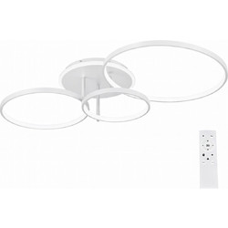 VenCore Elora White 7741-20029 - Μοντέρνο Φωτιστικό Οροφής Πλαφονιέρα LED 100W Λευκό Αλουμίνιο με Ρυθμιζόμενο CCT Λευκό - Ημέρας - Θερμό & Χειριστήριο - Μ82 x Π48 x Υ14cm