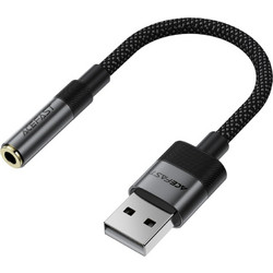 Προσαρμογέας Acefast J13 από USB-A σε mini jack 3,5 mm - μαύρος Μαύρο