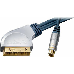 Clicktronic Cable Scart male with switch - S-VHS male 5m (50624)