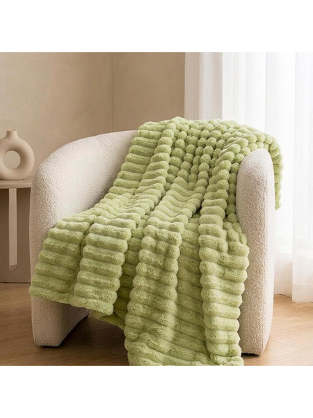 Κουβέρτα faux fur πράσινη 200x230εκ