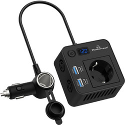 POWERTECH inverter αυτοκινήτου PTL-028, 200W, 12V/24V DC σε 110V/220V AC, με 2x USB-C/2x USB