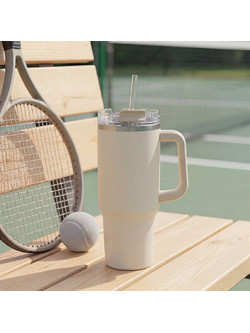 Κούπα Θερμός Με Λαβή & Καλαμάκι 600ml F-V Alex 213566 Beige