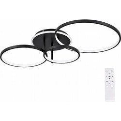 VenCore Elora Black 7741-20028 - Μοντέρνο Φωτιστικό Οροφής Πλαφονιέρα LED 100W Μαύρο Αλουμίνιο με Ρυθμιζόμενο CCT Λευκό - Ημέρας - Θερμό & Χειριστ
