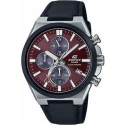 Casio Edifice Ανδρικό Ρολόι Χρονογράφος Solar με Μαύρο Δερμάτινο Λουράκι EFS-S630BL-5AVUEF