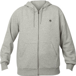 Timberland Oyster River Chest Logo Brushback Ανδρική Ζακέτα Φούτερ με Κουκούλα και Φερμουάρ Γκρι