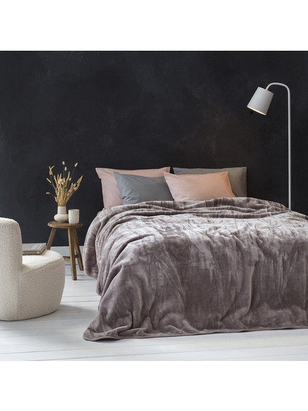 Κουβέρτα 220x240 Υπέρδιπλη Βελουτέ 550gsm Nima Coperta- Cigar Beige