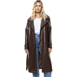 Splendid Γυναικεία Καπαρντίνα Leather-Look Καφέ 56-101-020
