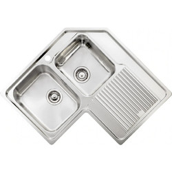 Sanitec 11298 Zenith Επικαθήμενος Νεροχύτης Γωνιακός Inox Σαγρέ Αριστερή Ποδιά 83x83cm