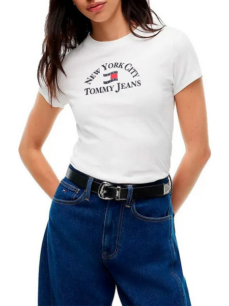 TOMMY JEANS TJW SLIM ARCH WAVY FLAG TEE EXT DW0DW23261-YBL Ecru